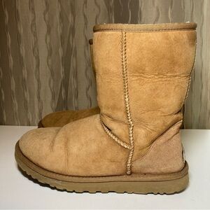 UGG Classic Short Boots Tan Sand Women's 7 Leather Sheepskin 5825 Australia